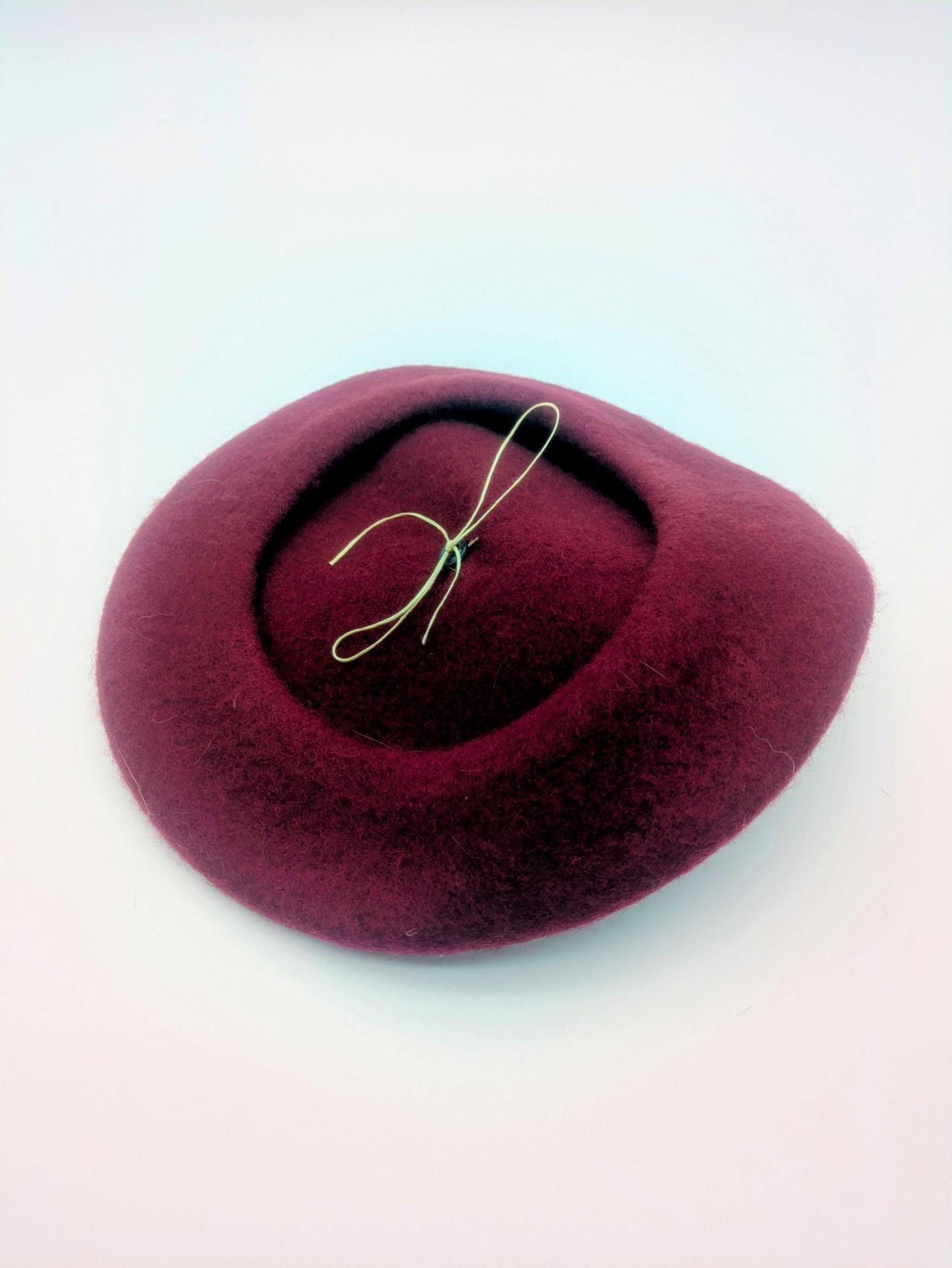 Wool Beret with Fur Pompom