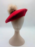 Wool Beret with Fur Pompom