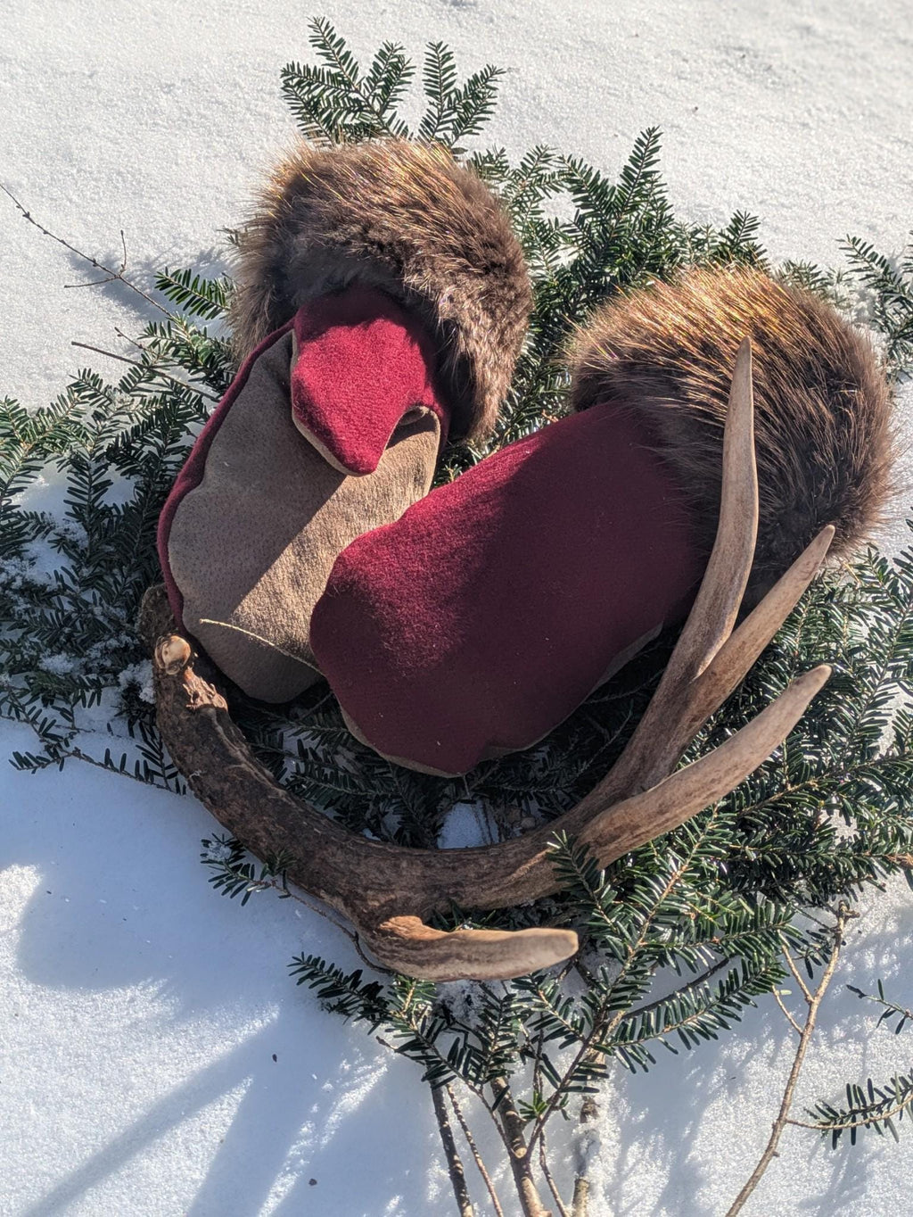 Beaver Lined Cuffed Mittens
