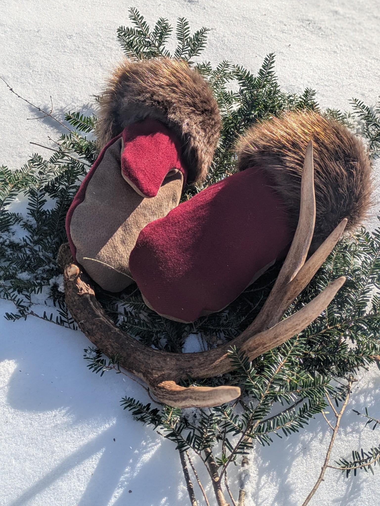 Beaver Lined Cuffed Mittens
