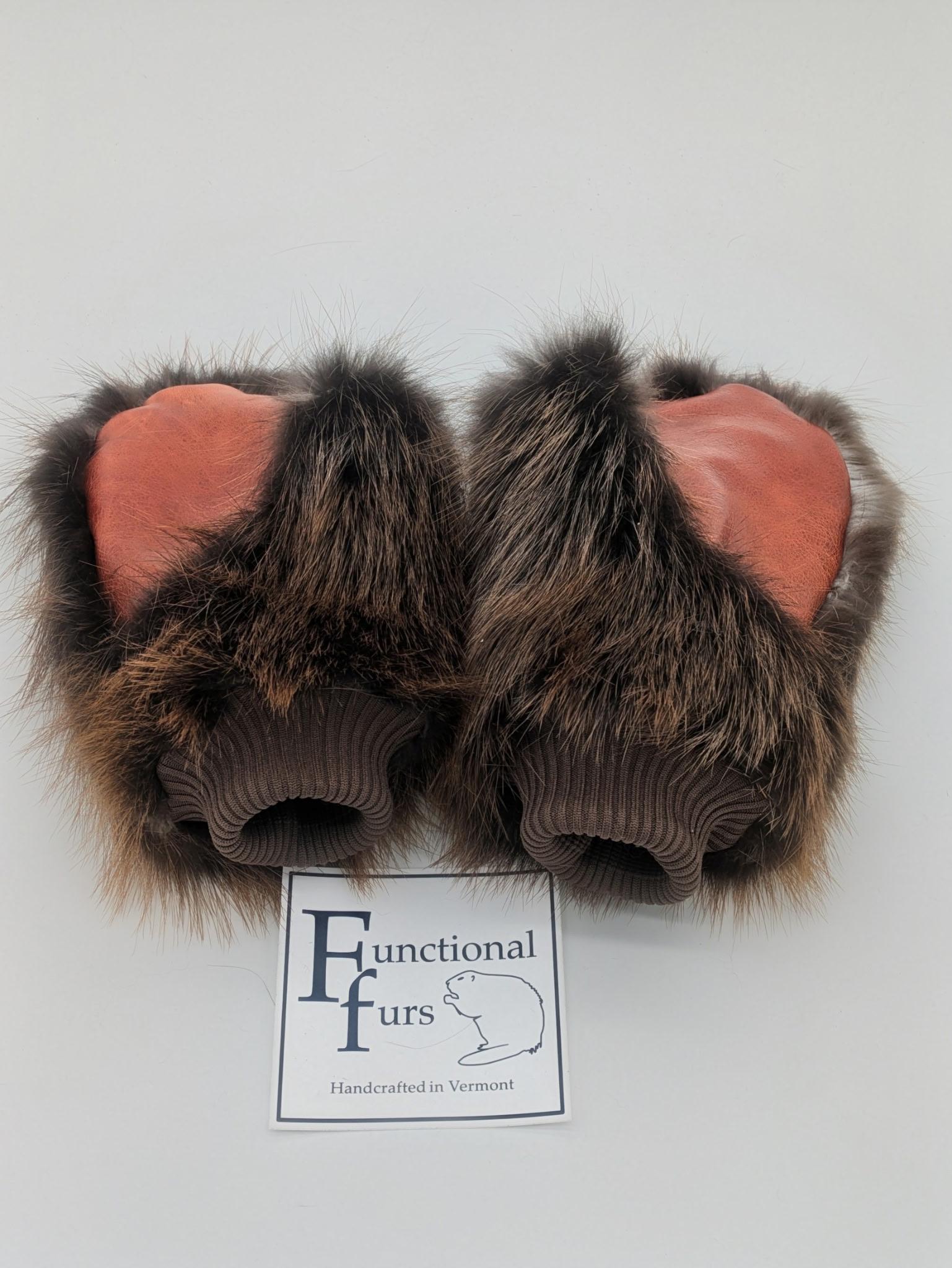 Knit cuffed Beaver Fur Mitten